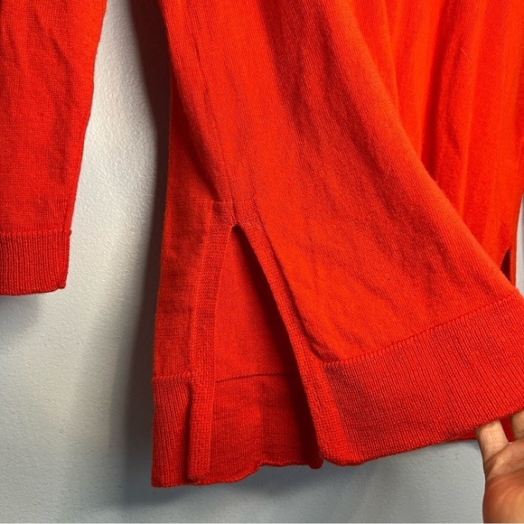 Eileen Fisher Womens Red 100% Merino Wool Long Sleeve V-Neck Tunic Sweater Sz L - Picture 6 of 9